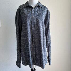 Robert Barakett Gray Floral Men's Shirt Size XL